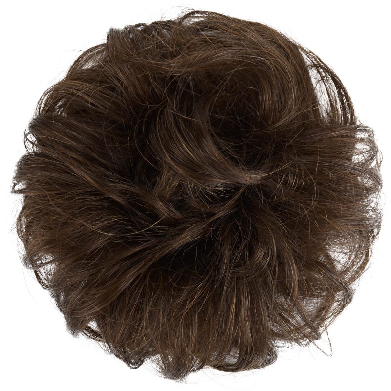 FESHFEN Human Messy Buns - 100% Human Hair Bun Real Scrunchies Hair Pieces Ponytail Extensions Wavy Tousled Updo Chignon Hairpieces for Women, Medium Chestnut Brown - Image 2